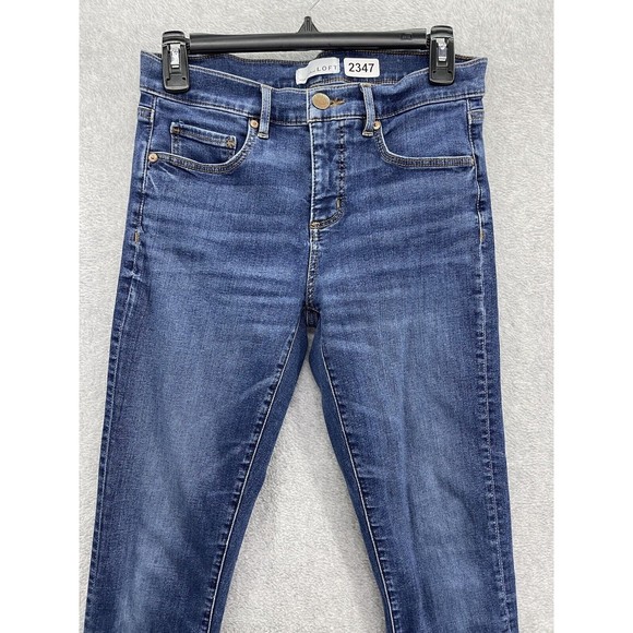 LOFT Ann Taylor Women's Blue Denim Jeans Size 4 Medium Wash Blend Skinny Crop - Picture 12 of 13